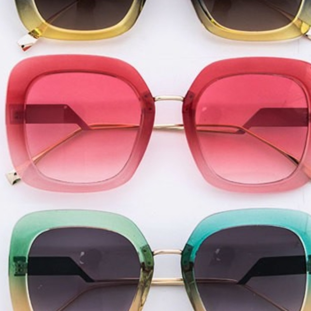 Lucite Square Frame Oversize Sunglasses.
